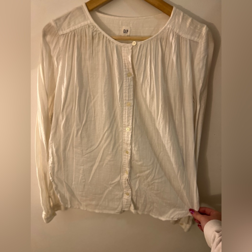 GAP Women's White Button-Up Top SP